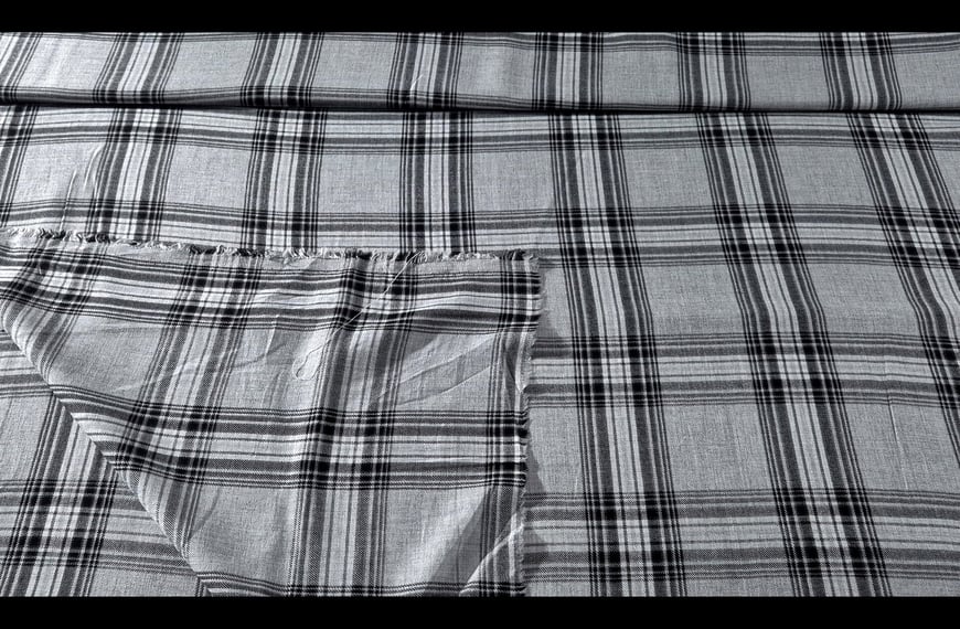 Viscose with Scottish Black/White Checkers Pattern Multi-Colored - 150cm
