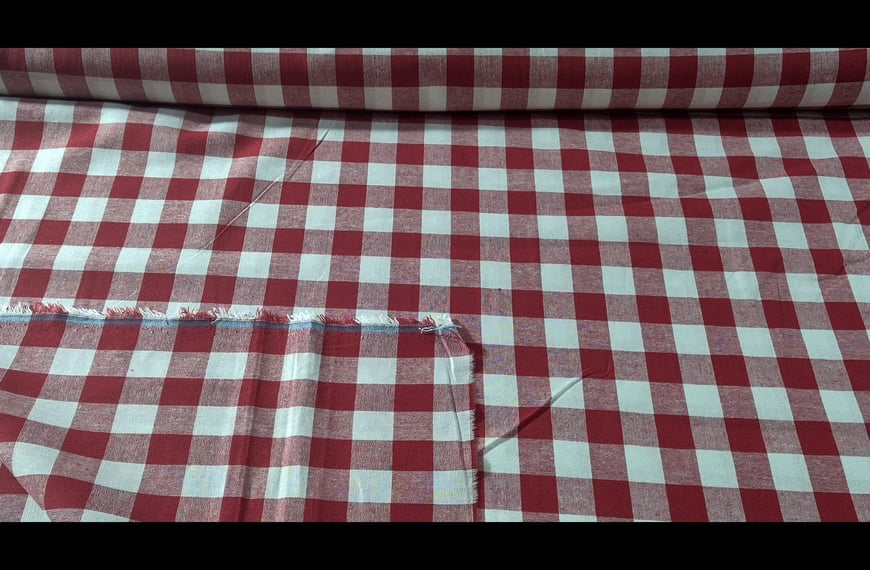 Poplin with Big Red Checkers Print Cotton Multi-Colored - 150cm