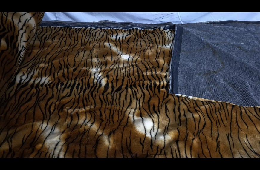 Fur Tiger Design with White Fadings Polyester Cotton Multi-Colored - 150cm
