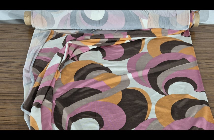 Jersey with Ubnormal Squares & Circles Viscose Elast Multi-Colored - 150cm