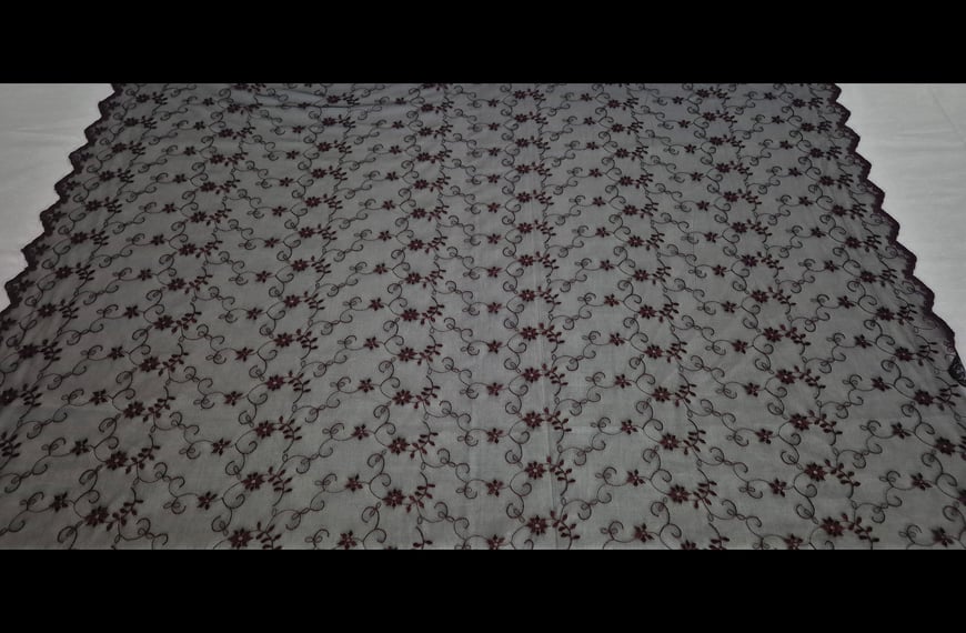 Lace with Sparse Flower & Big Branch Polyester Single-Colored - 1cm