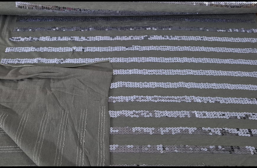 Jersey with Sequin with Stripes Viscose Elast Single-Colored - 160cm