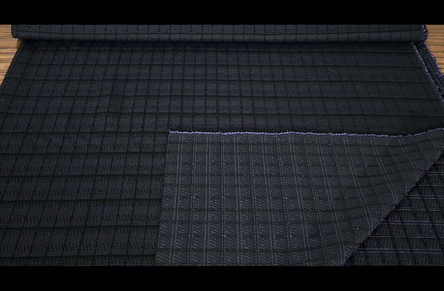 Grosgrain-like Pique with Embossed Checkered Pattern Polyester Cotton Elast Multi-Colored - 150cm