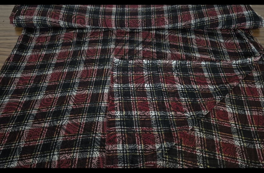 Muslin with Checkers & Paislies Polyester Multi-Colored - 150cm