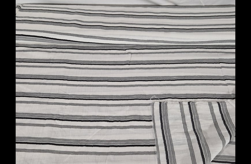 Embroidery Crinkled with Black Uneven Stripes Linen Viscose Polyester Multi-Colored - 150cm