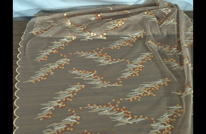 Lace Embroidered with Sequins Polyester Single-Colored-130cm