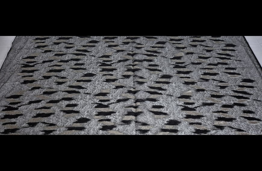 Tulle with Silver Threads & Black Sequinces Polyester Metallic Single-Colored - 140cm