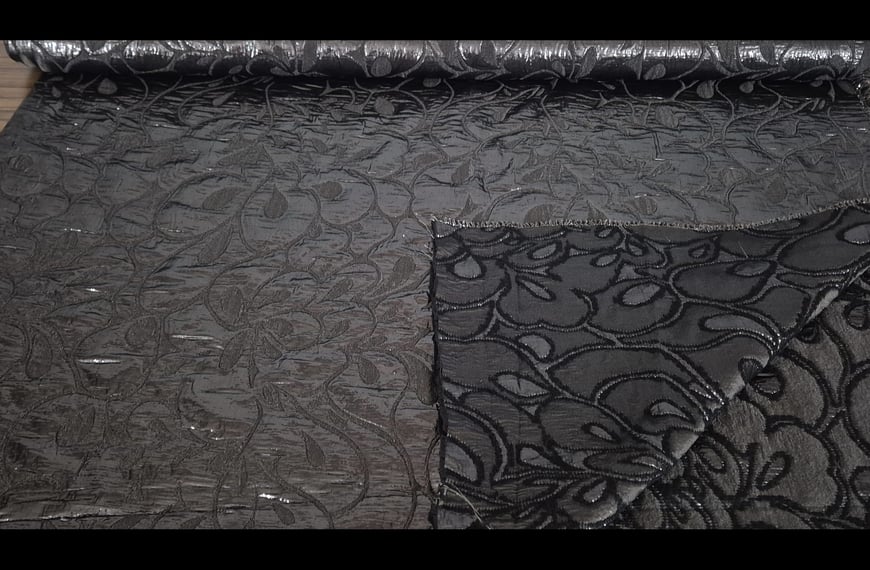 Brocade with Royal Blue Rhombuses & Lurex Polyester Multi-Colored - 150cm