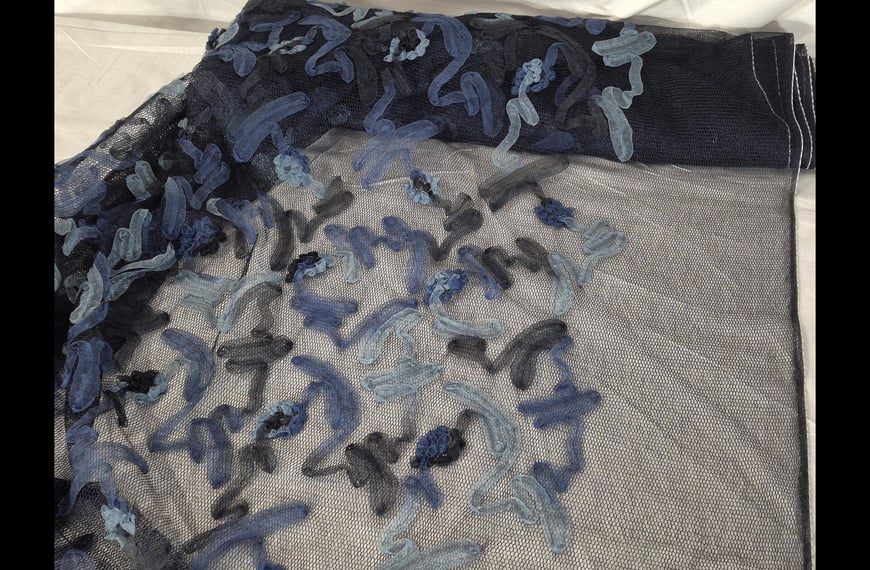 Mesh Metallic with Knit Polyester Single-Colored - 150cm