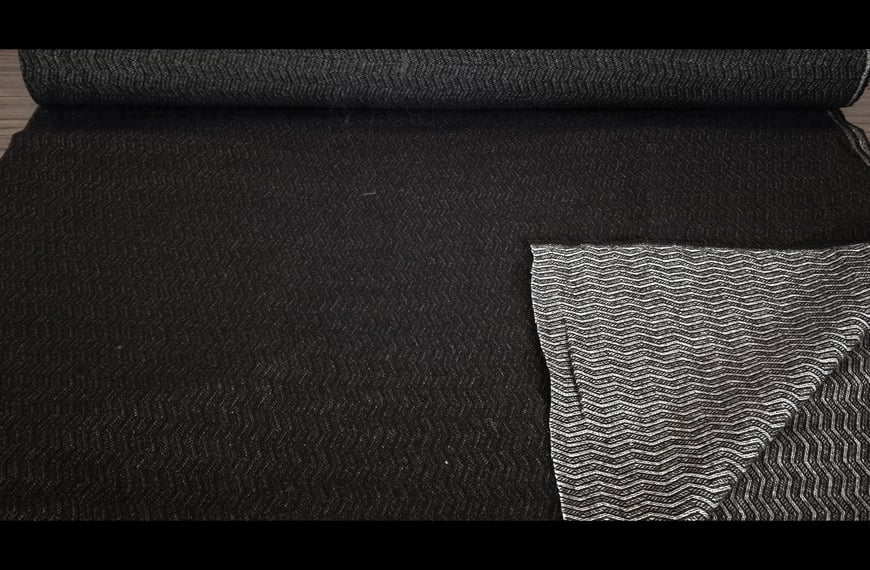 Wool Cotton Polyester Elast with Embossed Zig-Zag Multi-Colored - 150cm