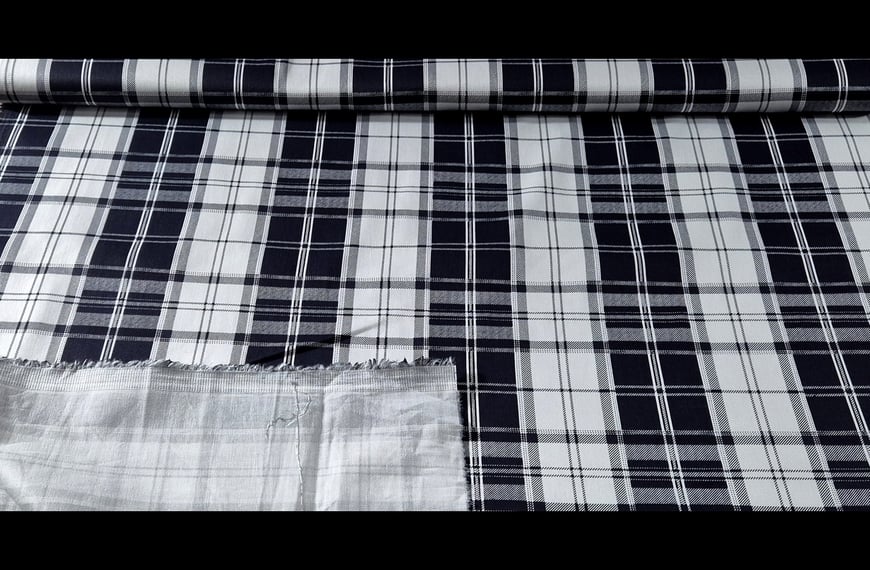 Gabardine with Black Uneven Checkers Pattern Polyester Elast Multi-Colored - 150cm