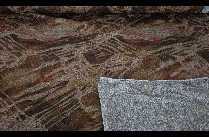 Knit Stripes Leopard with Foil Elastic Polyester Multi-Colored - 150cm