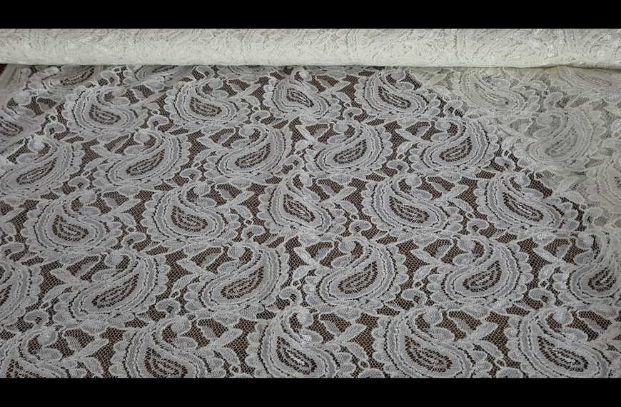 Lace with Big Paisly Nylon Cotton Elast Single-Colored - 150cm