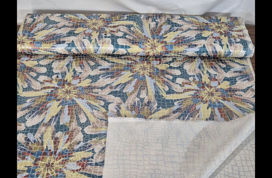 Brocade Metallic with Flowers Cotton Polyester Multi-Colored - 150cm