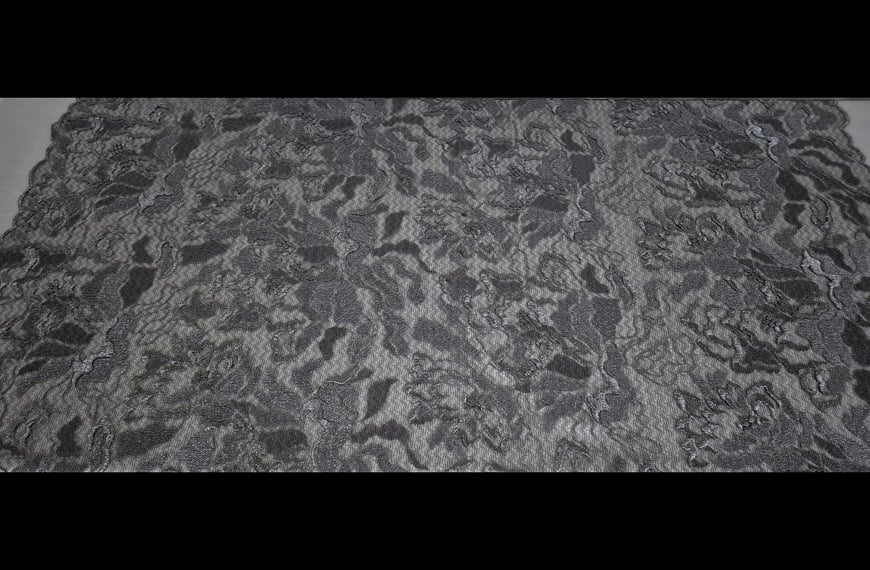 Lace with Mesh & Flower Polyester Single-Colored - 130cm