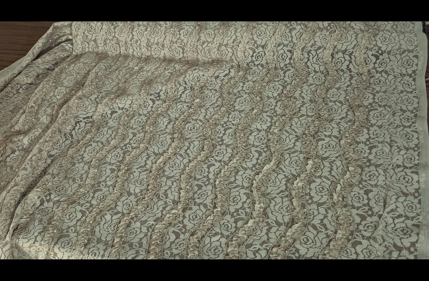 Lace with Zig-Zag Valance Polyester Elastine Single-Colored - 140cm