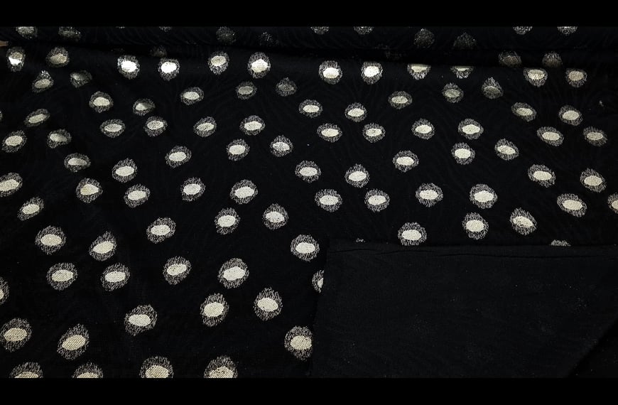 Knit Thin with Golden Polka Dots Polyester Elast Multi-Colored - 150cm