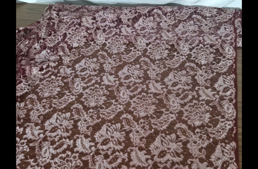 Lace with Golden Flwoers Polyester Nylon Single-Colored - 150cm