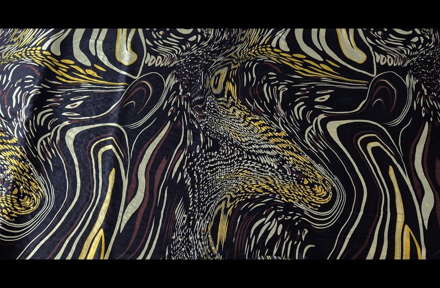 Satin like Leopard Abstract Design Silk Multi-Colored - 150cm