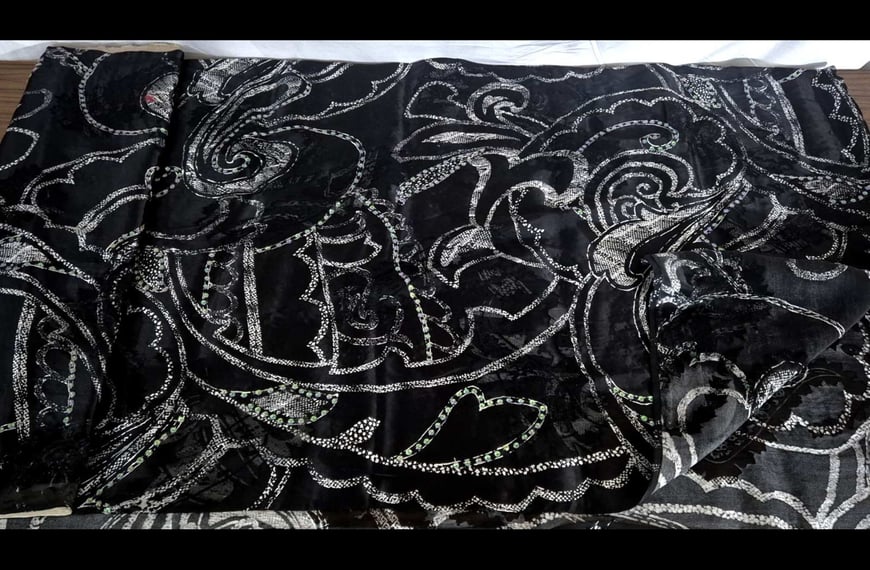 Muslin Devore with Water Patterns & Sequin Viscose Silk Multi-Colored - 150cm