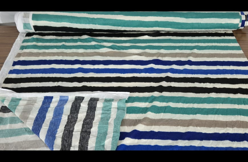 Mako Jersey Crushed Colorfull with Stripes Polyester Elast Multi-Colored - 150cm