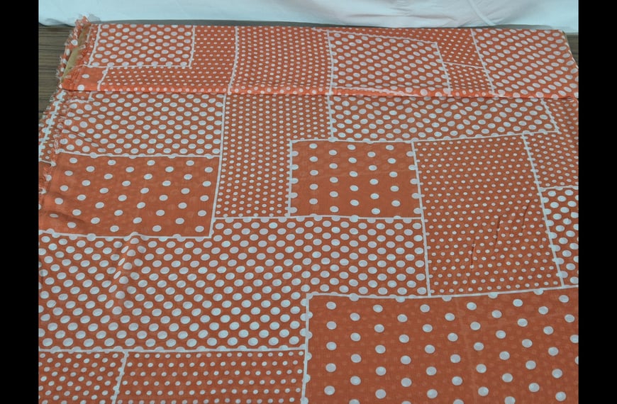 Muslin with White Polka Dots in Squares Polyester Multi-Colored - 150cm