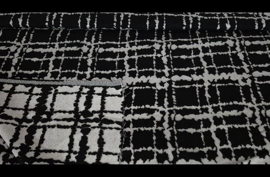 Jacquard with Knit& Squares Polyester Wool Multi-Colored - 150cm