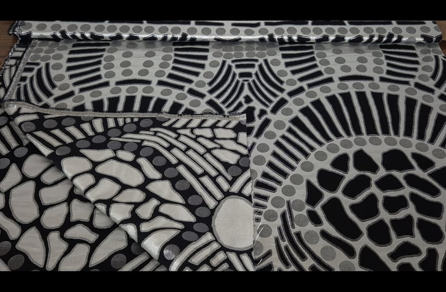 Brocade with Silver Lines & Polka Dots Polyester Cotton Multi-Colored - 130cm