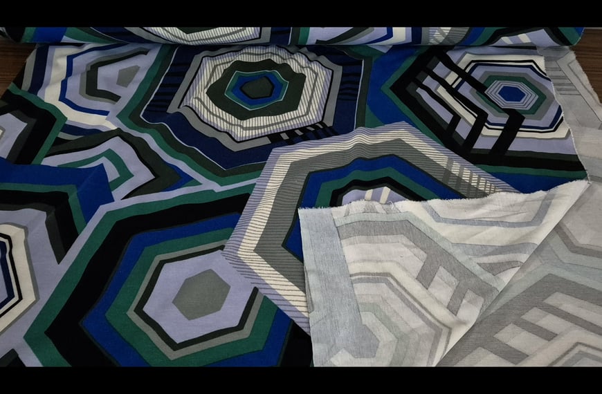 Knitted with Geometric Pattern Polyester Elast Multi-Colored - 150cm