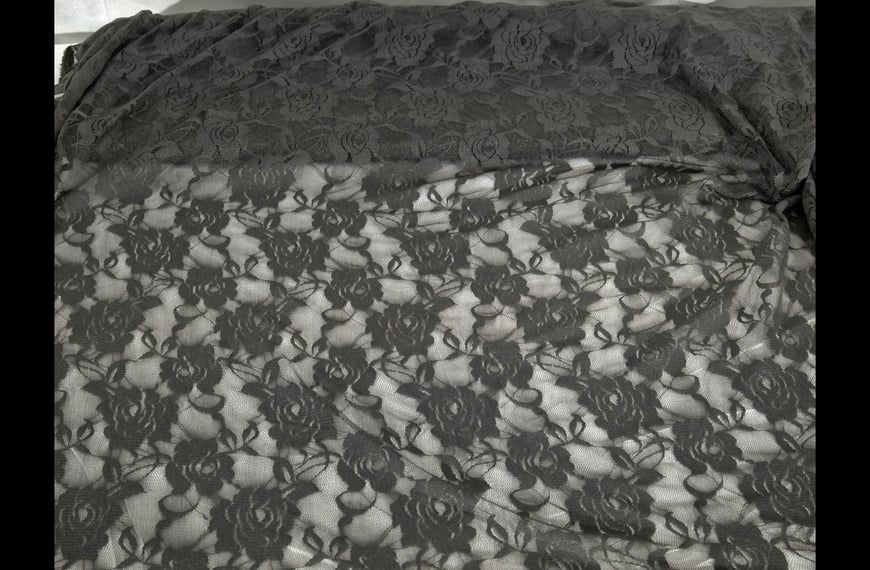 Lace with Big Flowers Polyester Elast Single-Colored - 150cm