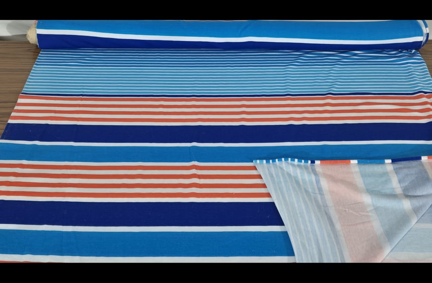 Mako Jersey with Uneven Stripes Polyester Elast Multi-Colored - 150cm