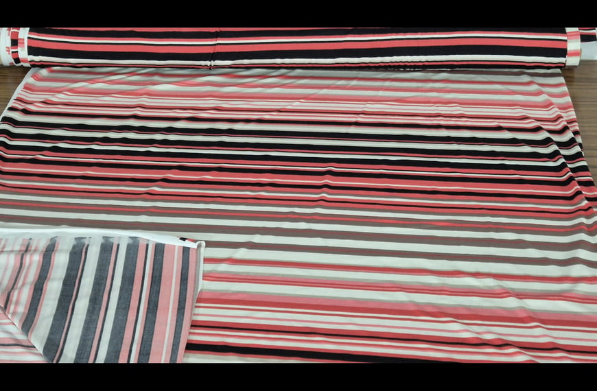 Jersey with Stripes Polyester Elast Multi-Colored - 150cm