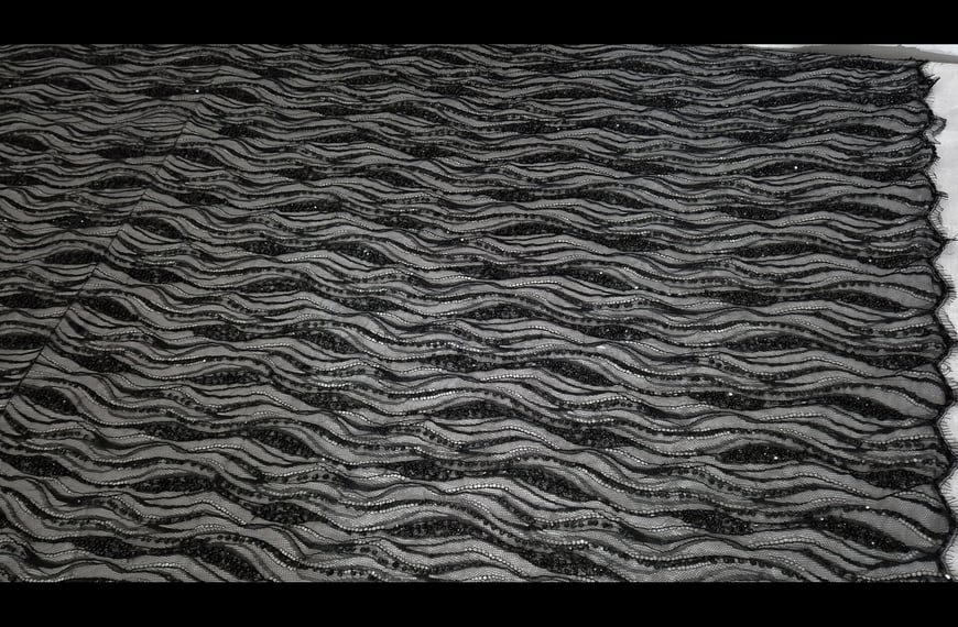 Lace with Pearls & Sequins like Waves Nylon Multi-Colored - 150cm