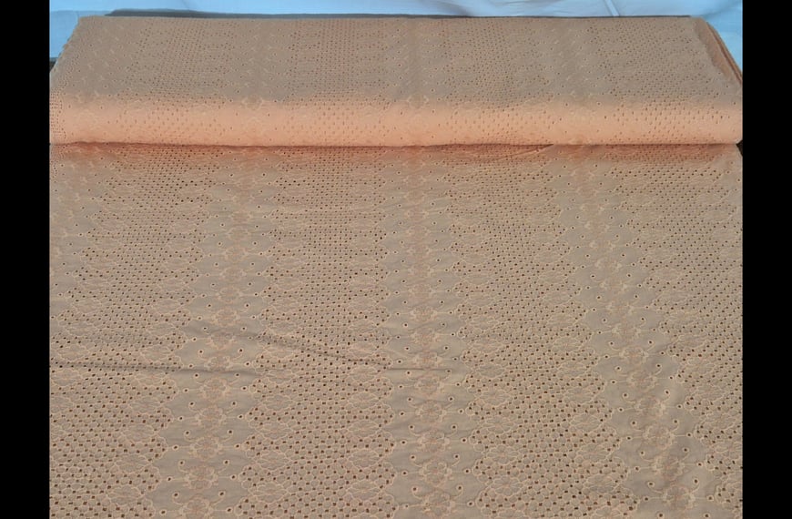Batiste with Flowers Knitted & Border Cotton Single-Colored - 130cm