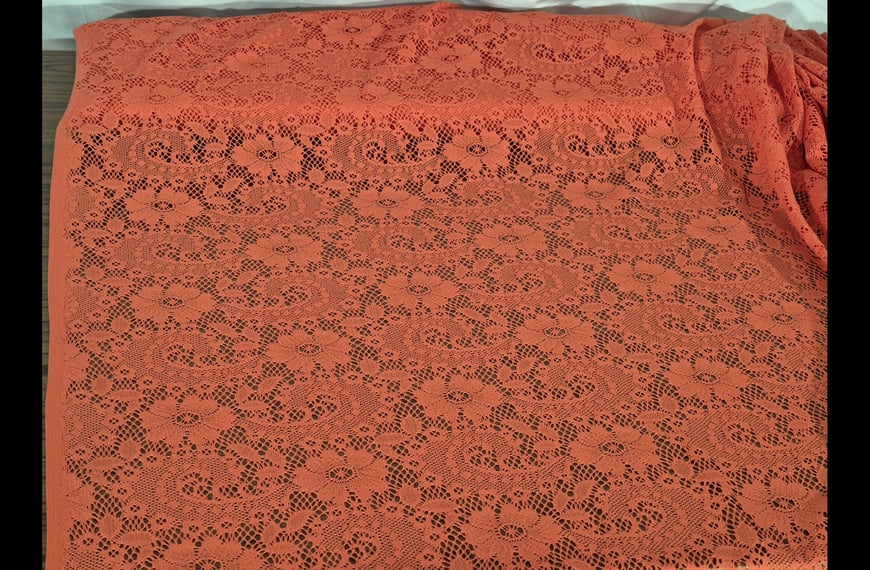 Lace like Mesh with Big Flower Polyester Cotton Single-Colored - 150cm