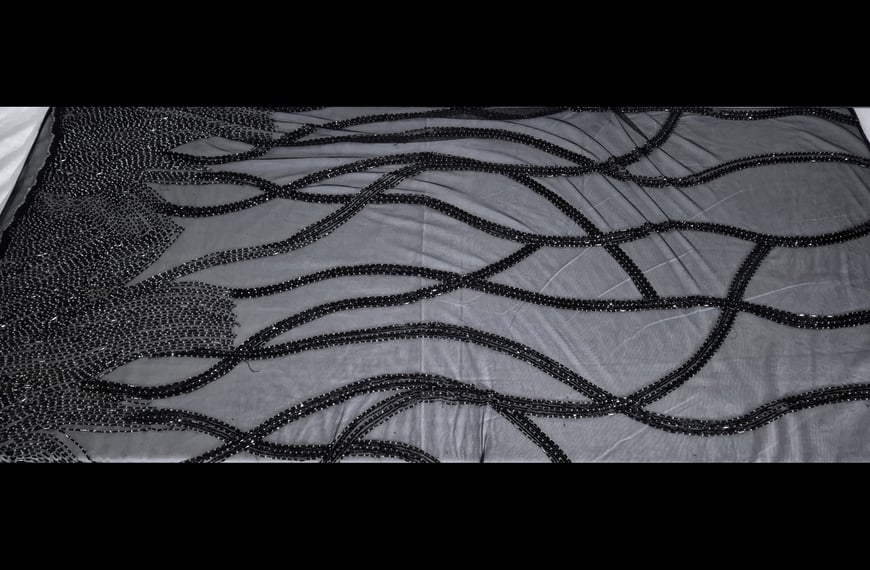 Tulle with Pearls & Border Nylon Single-Colored - 140cm