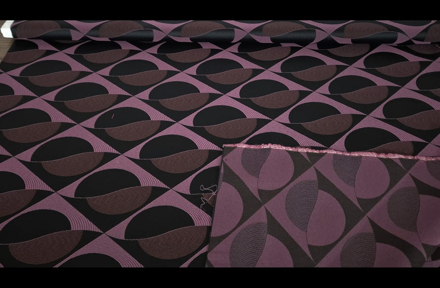 Brocade with Circles, Squares & Waves Cotton Polyester Elast Multi-Colored - 150cm