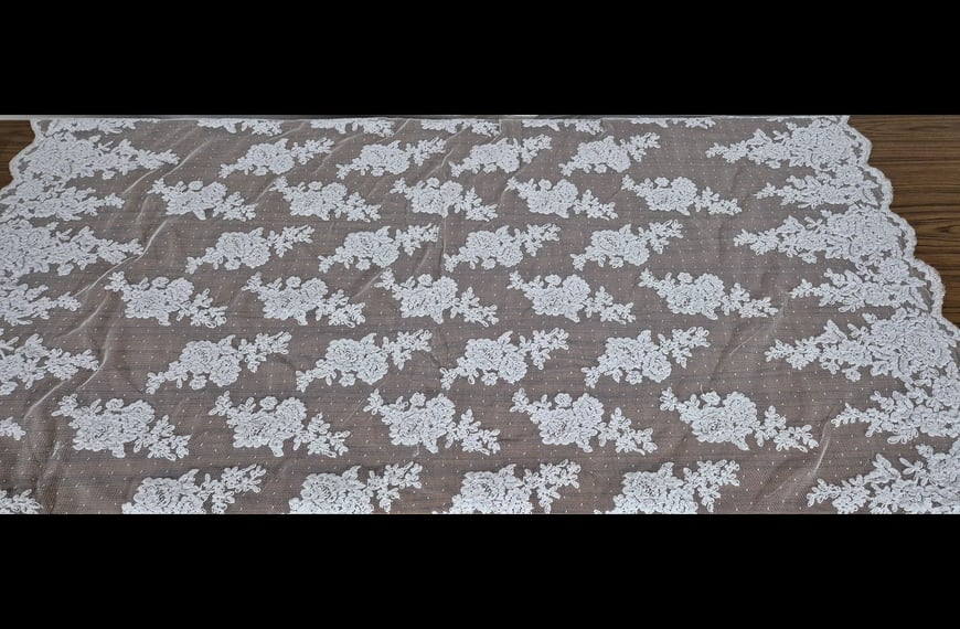 Lace with Bouquets Polyester Single-Colored-130cm