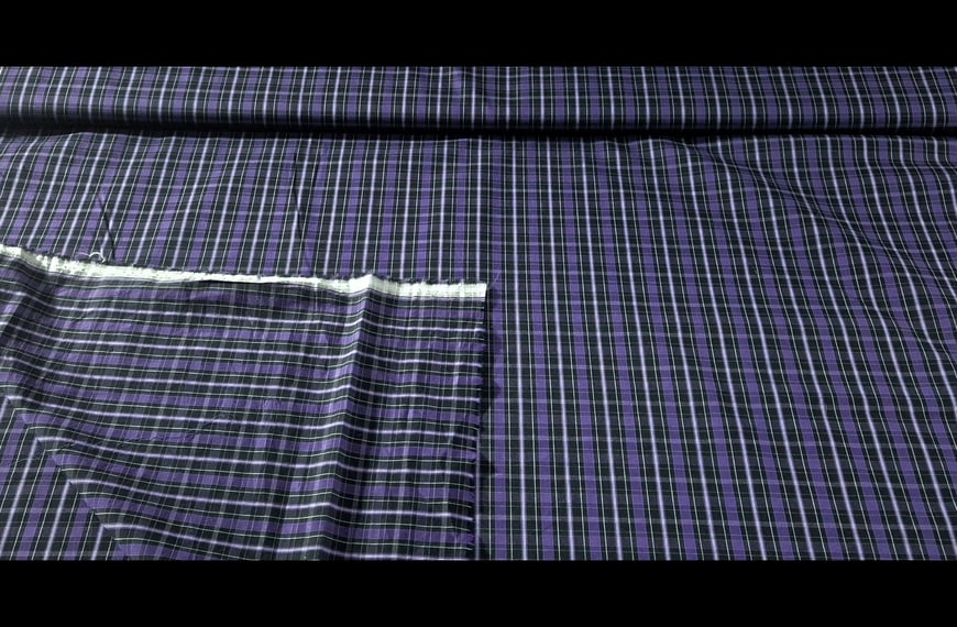 Poplin with Small Purple Elastic Checkers Pattern Cotton Polyester Multi-Colored - 150cm