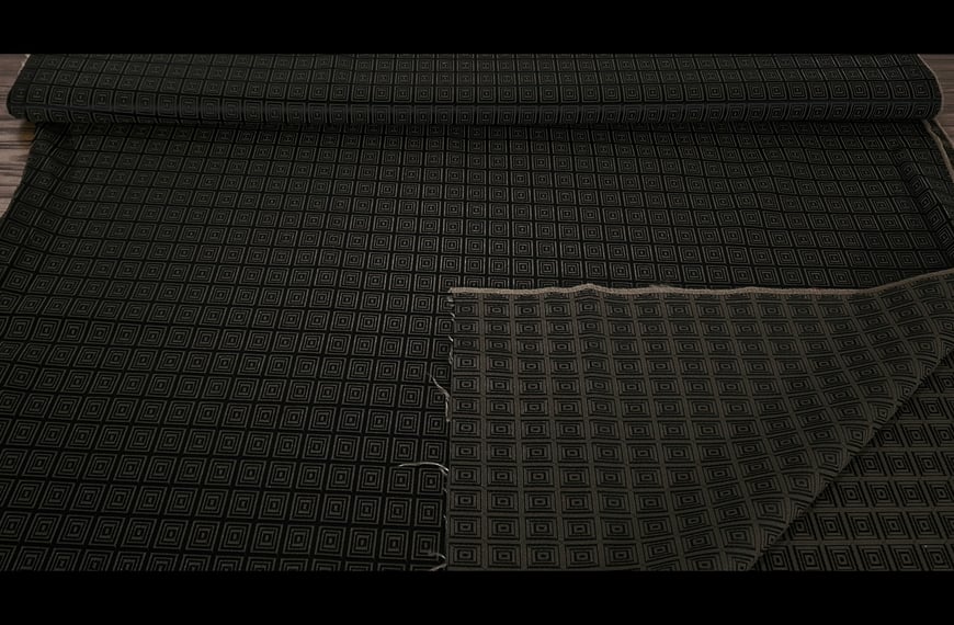 Jacquard with Black like Squares Viscose Cotton Multi-Colored - 150cm