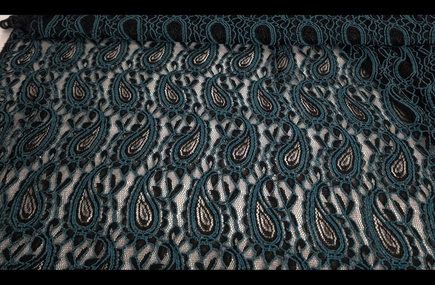 Lace with Paislies Polyester Elast Single-Colored - 150cm