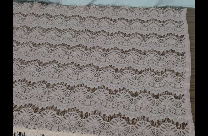 Lace Design with Borders Polyester Single-Colored - 140cm