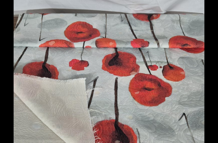 Brocade with Orange Flowers Cotton Polyester Multi-Colored - 150cm