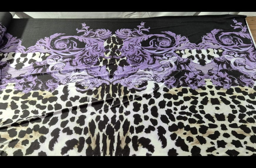 Jersey with Leopard & Border Polyester Elast Multi-Colored - 150cm