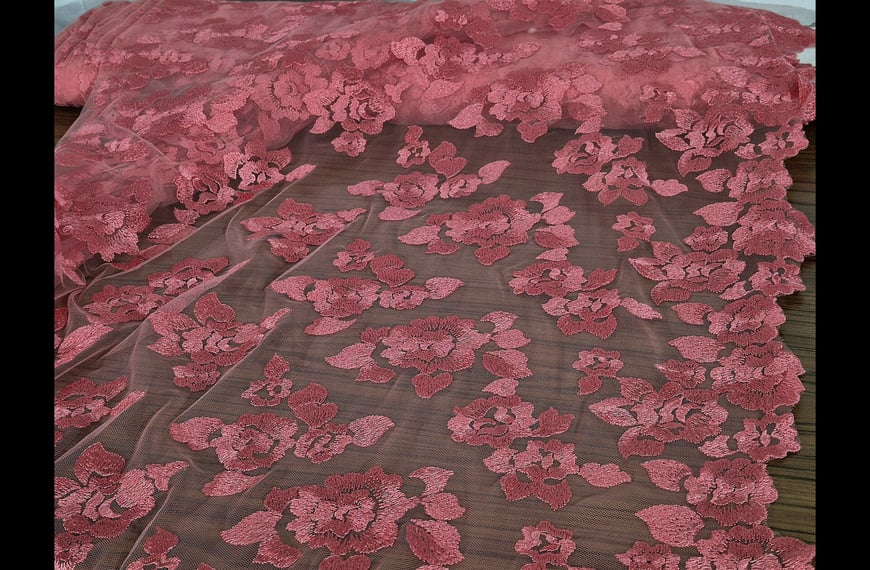 Lace with Flowers & Finish Polyester Cotton Single-Colored - 150cm
