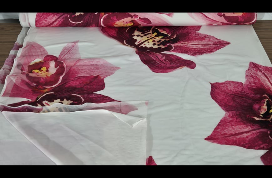 Jersey with Big Flower & 3D Feeling Polyester Elast Multi-Colored - 150cm