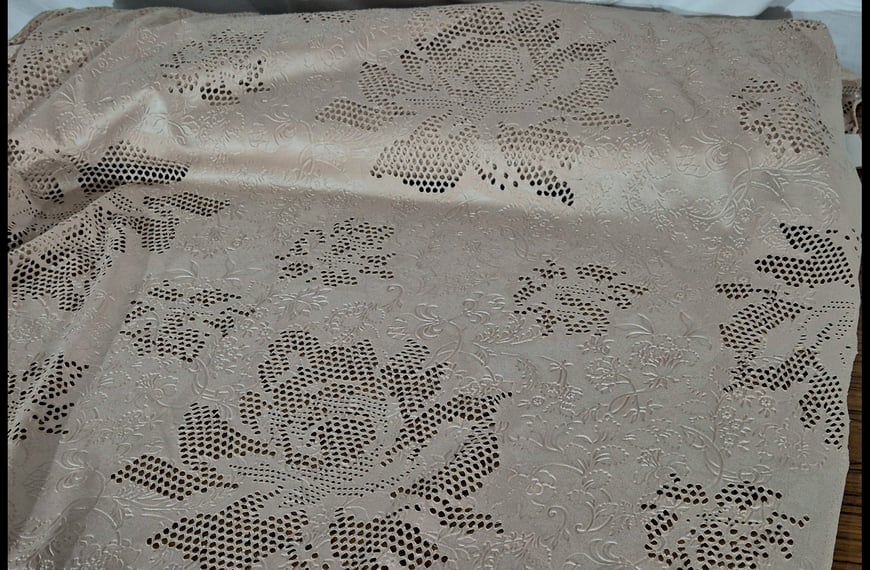 Lace Metallic with Large Flower Polyester Cotton Single-Colored - 150cm