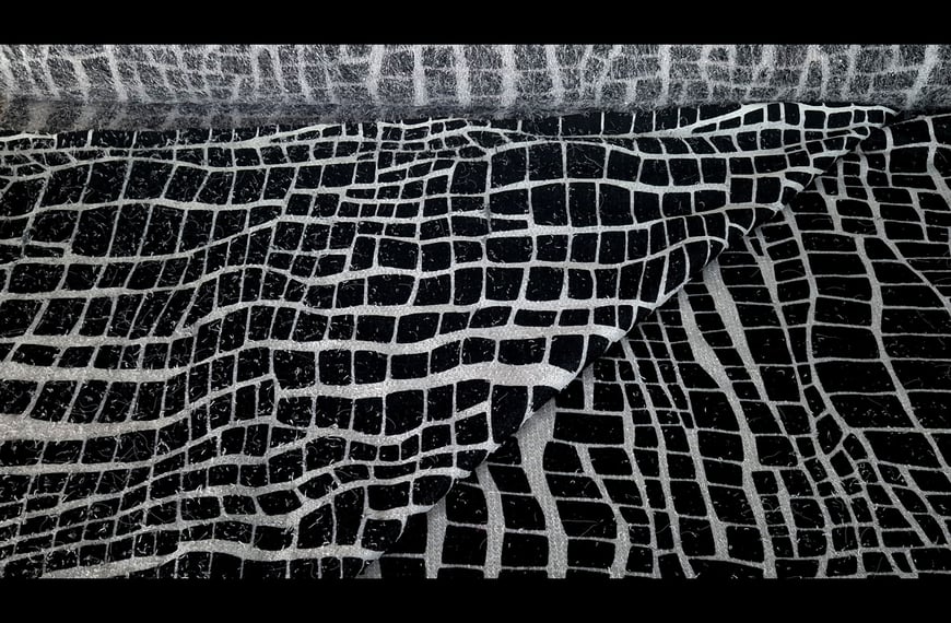 Knit Mohair with Squares & Silver Thread Polyester Multi-Colored - 150cm