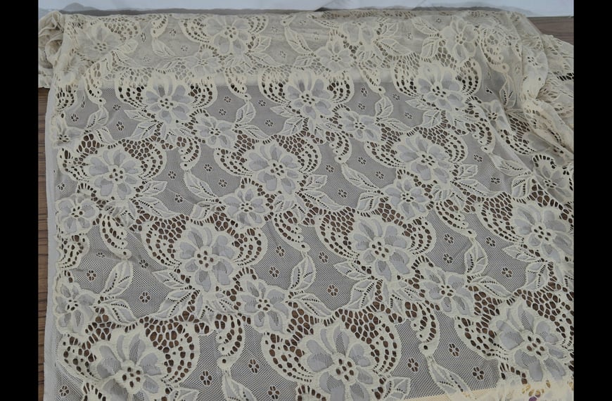 Lace with Daisies Polyester Elastic Single-Colored - 150cm