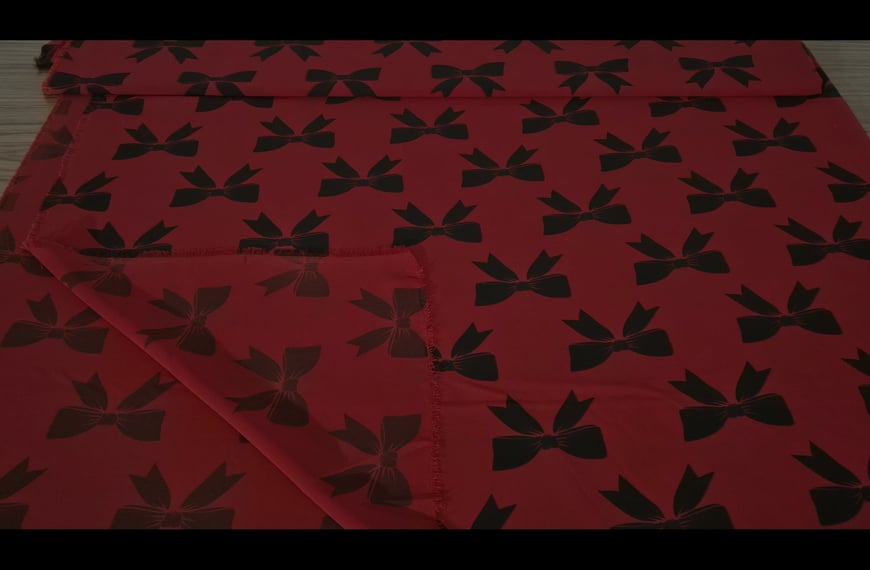 Muslin with Black Bows Polyester Multi-Colored - 140cm